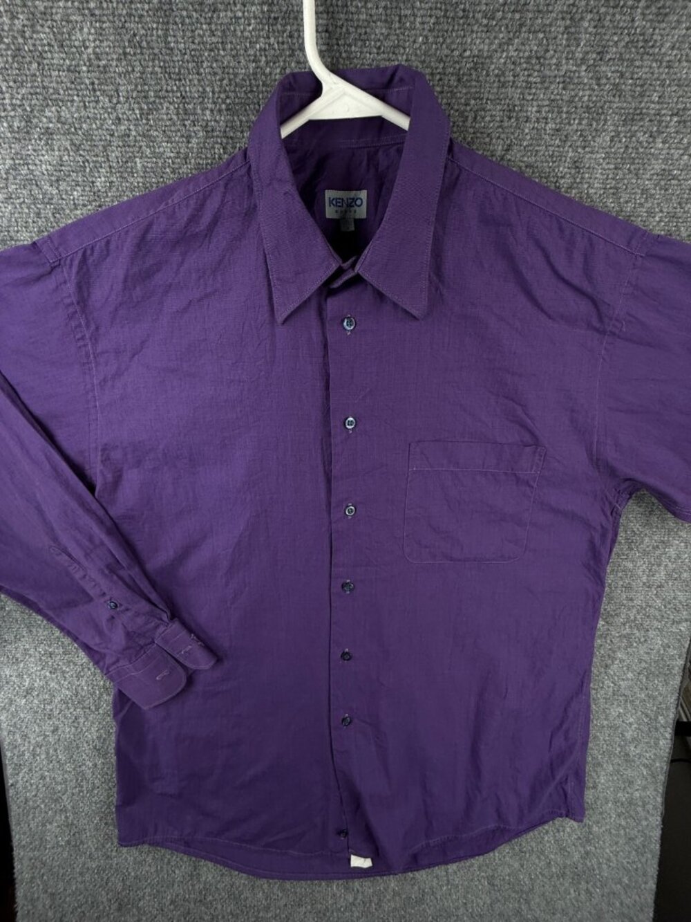 Kenzo Homme Purple Long Sleeve Button Up Shirt Men Size 16 Point Collar Designer